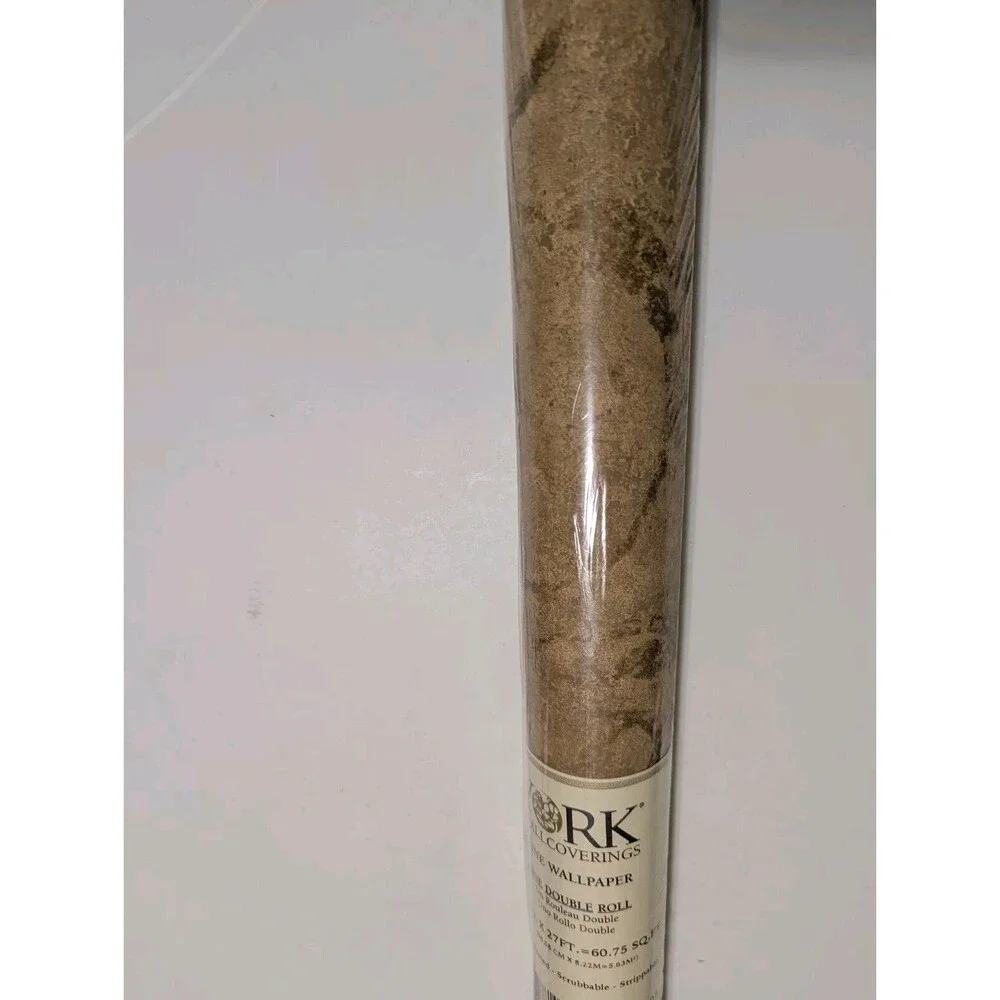 York Wallcoverings Fine Wallpaper One Double Roll 60.75 sq.et Tan & Gold New